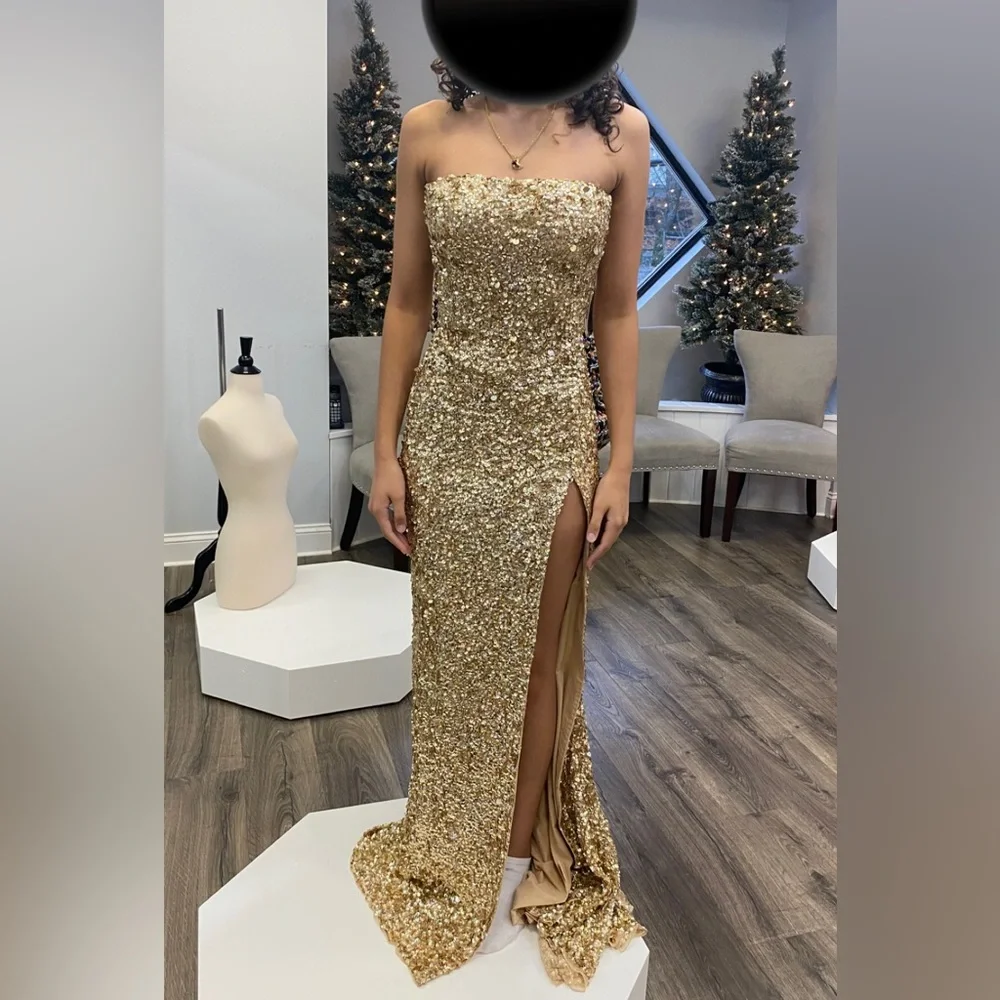Gold Sequin Prom Dress - Picture 2 of 2